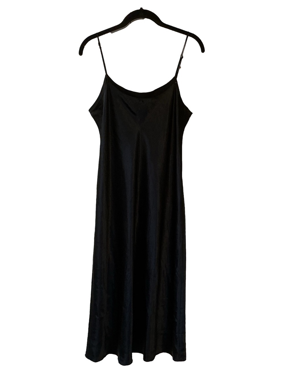 Vince Black Satin Slip Midi Dress with Spaghetti Straps Size L - Picture 5 of 11
